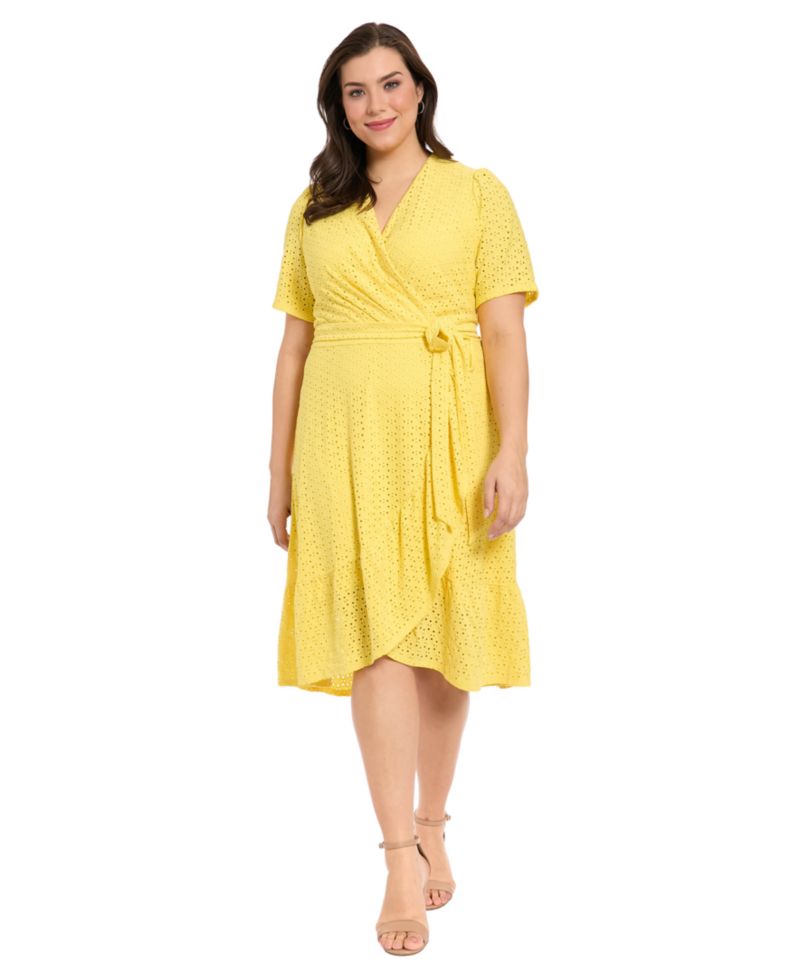 Plus Size Eyelet Wrap Dress