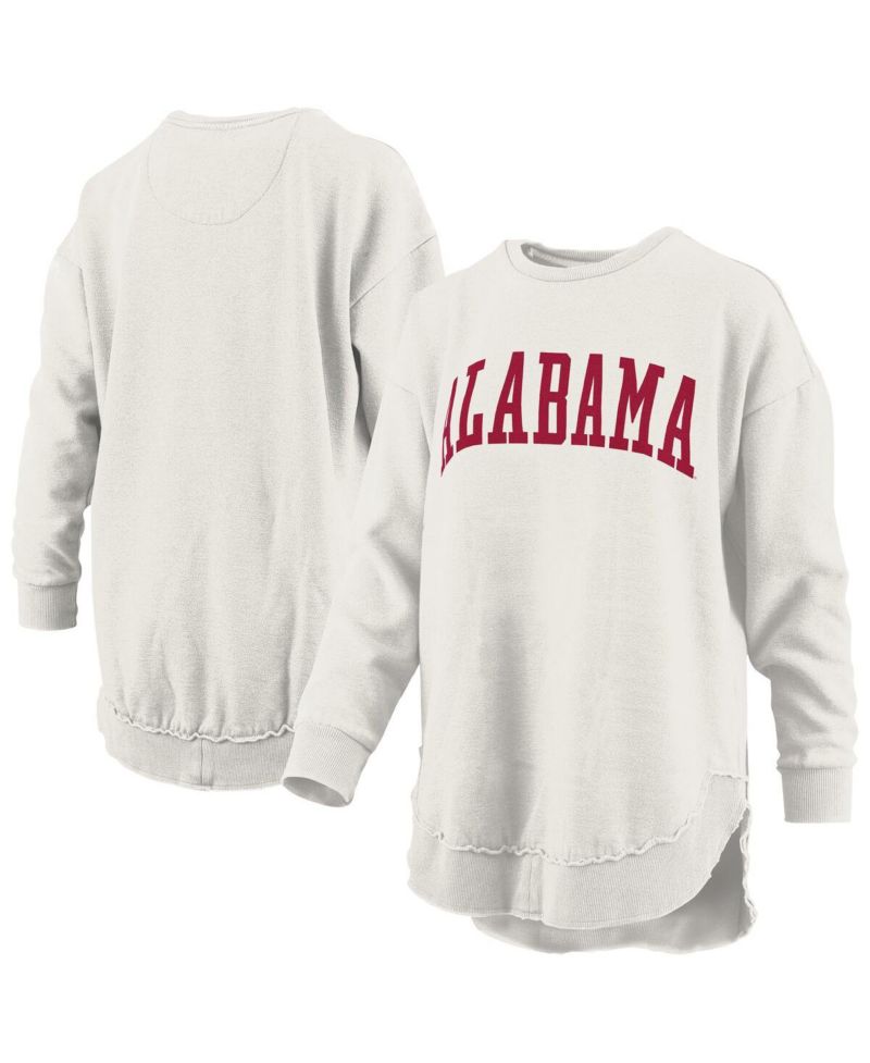 Women's Oatmeal Alabama Crimson Tide M&eacute;lange Poncho Vintage Fleece Long Sleeve Pullover Sweatshirt