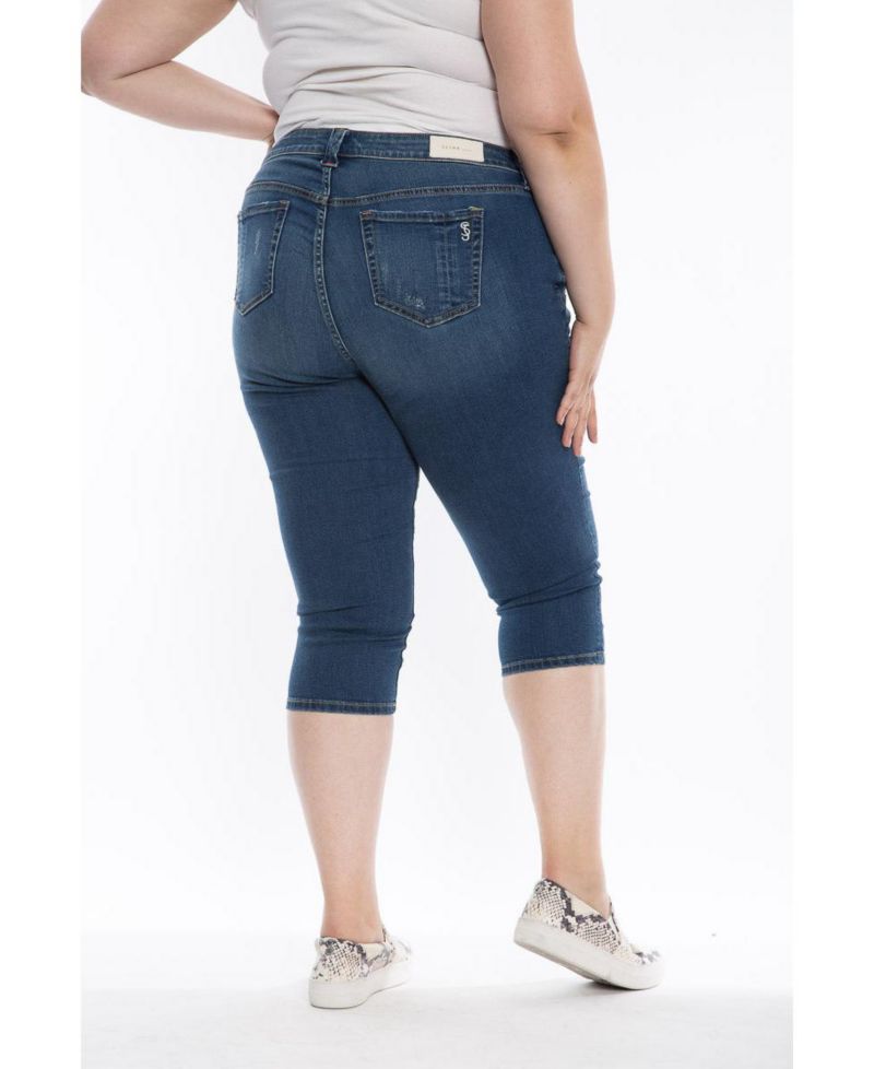 Plus Size Mid Rise Crop Jeans