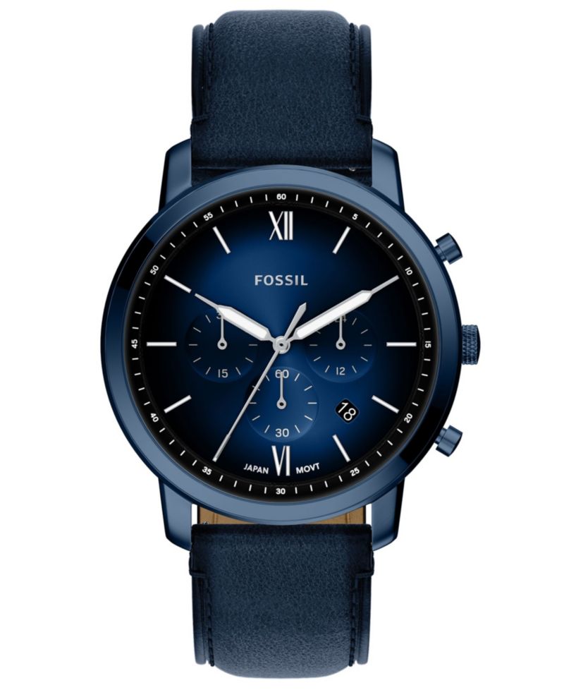 Men's Neutra Chronograph Navy Leather Watch 44mm