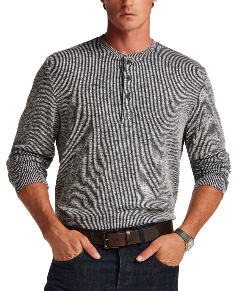 Men's Vertical Texture Mixy Henley T-Shirt