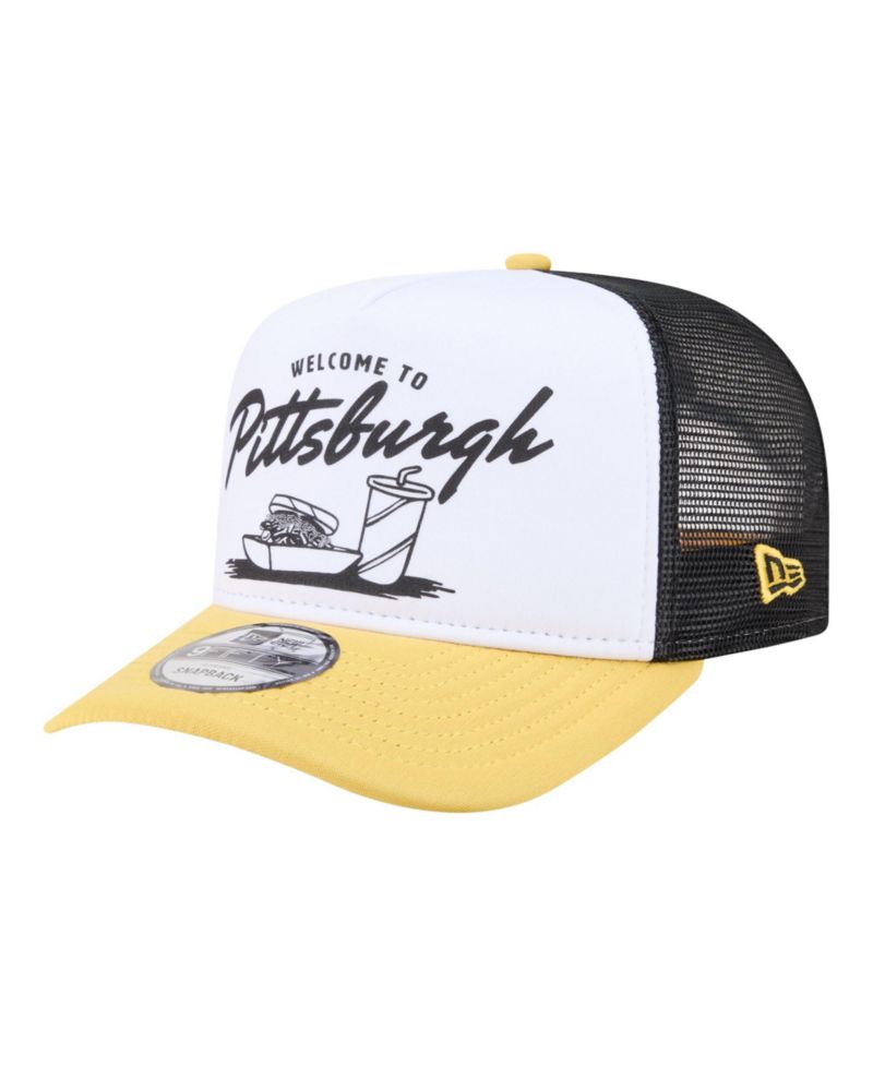 Men's White/Gold Pittsburgh Pirates Foodie A-Frame 9FIFTY Trucker Snapback Hat