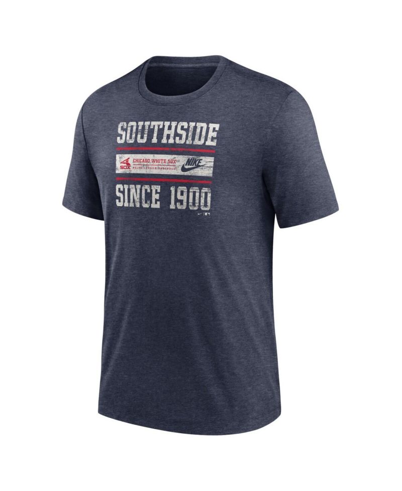Men's Heather Navy Chicago White Sox Cooperstown Collection Local Stack Tri-Blend T-Shirt