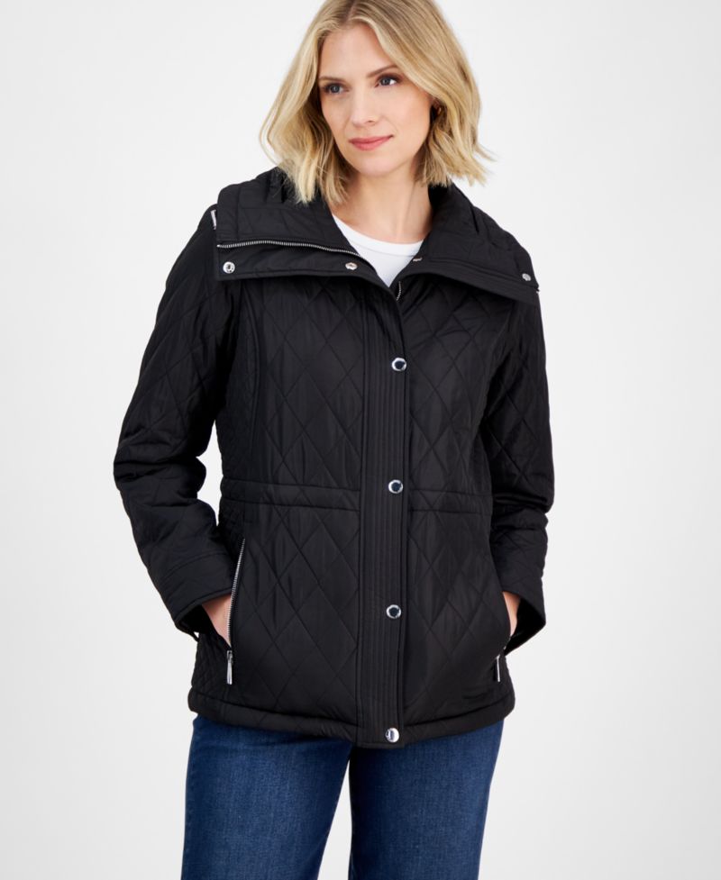 Women's Quilted Hooded Zip-Front Coat