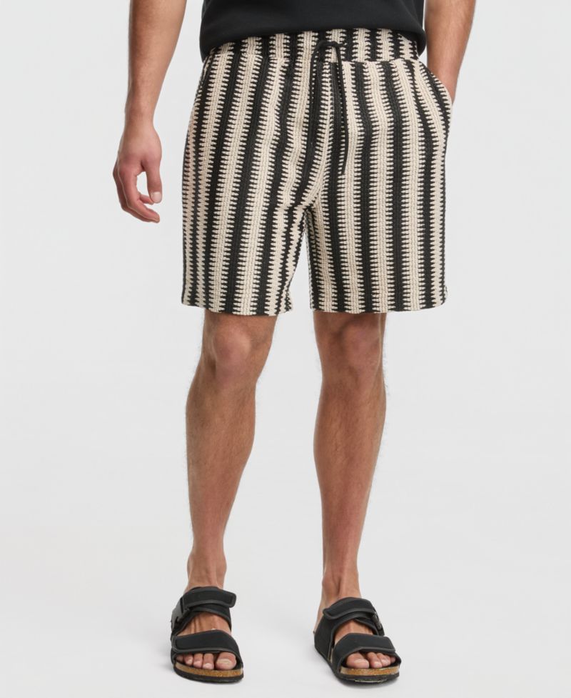 Mode of One Men's Relaxed-Fit Crochet Knit Shorts