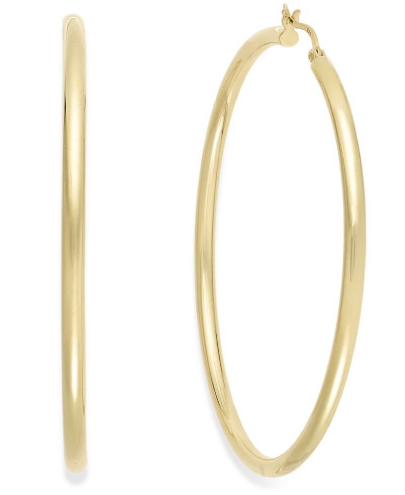 Round Hoop Earrings in 14k Gold Over Silver