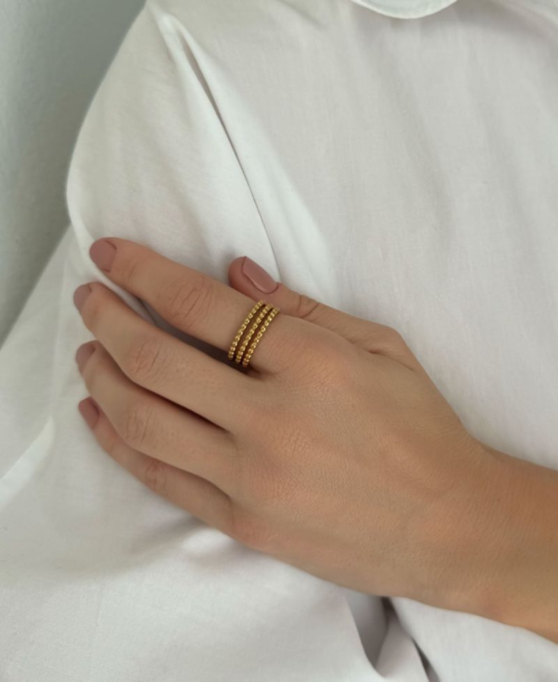 Tarnish Resistant Gold Set of Three Bead Rings