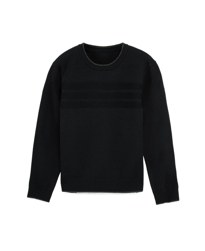 Boy's Moto Ribbing Detail Crew Neck Sweater