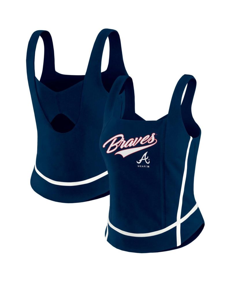 Women's Navy Atlanta Braves Square Neck Tank Top