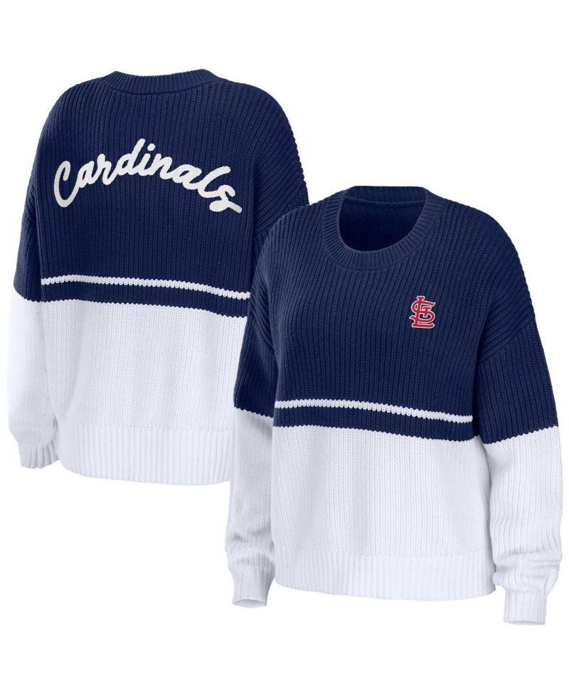 Women's Navy, White St. Louis Cardinals Chunky Pullover Sweater