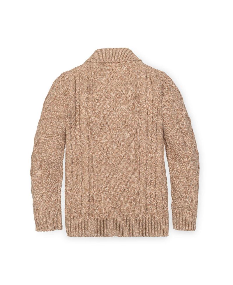 Hope and Henry Little and Big Boys' Organic Long Sleeve Shawl Collar Cable Sweater