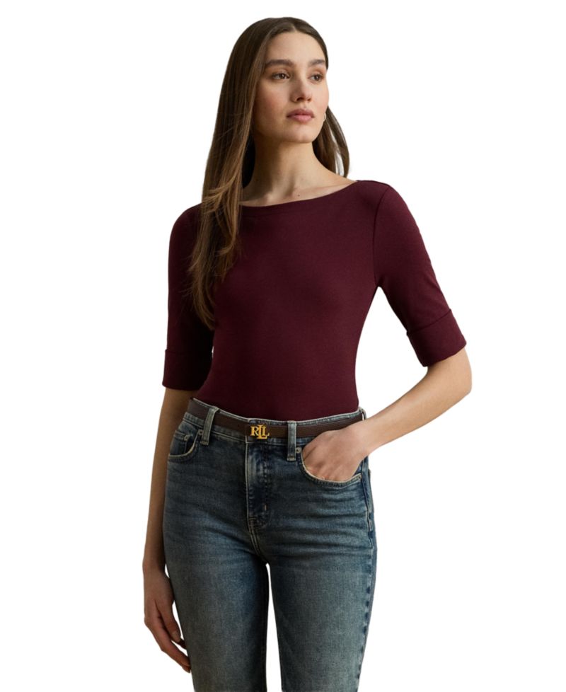 Stretch Cotton Boatneck T-Shirt