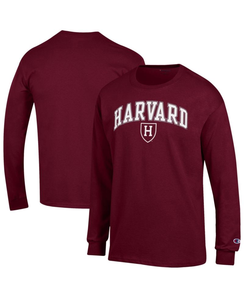 Men's Champion Crimson Harvard Crimson Arch Over Logo Long Sleeve T-Shirt