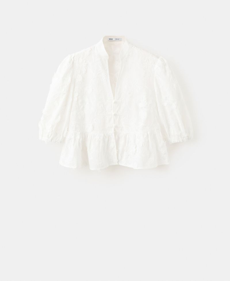 Women's Embroidered Puff-Sleeve Blouse