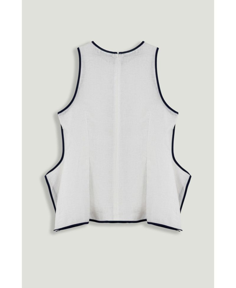 Women's Contrast Trim Peplum Top