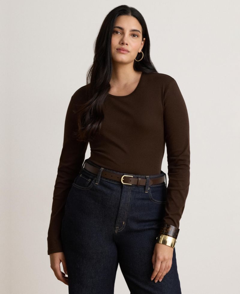 Cotton-Blend Long-Sleeve Top
