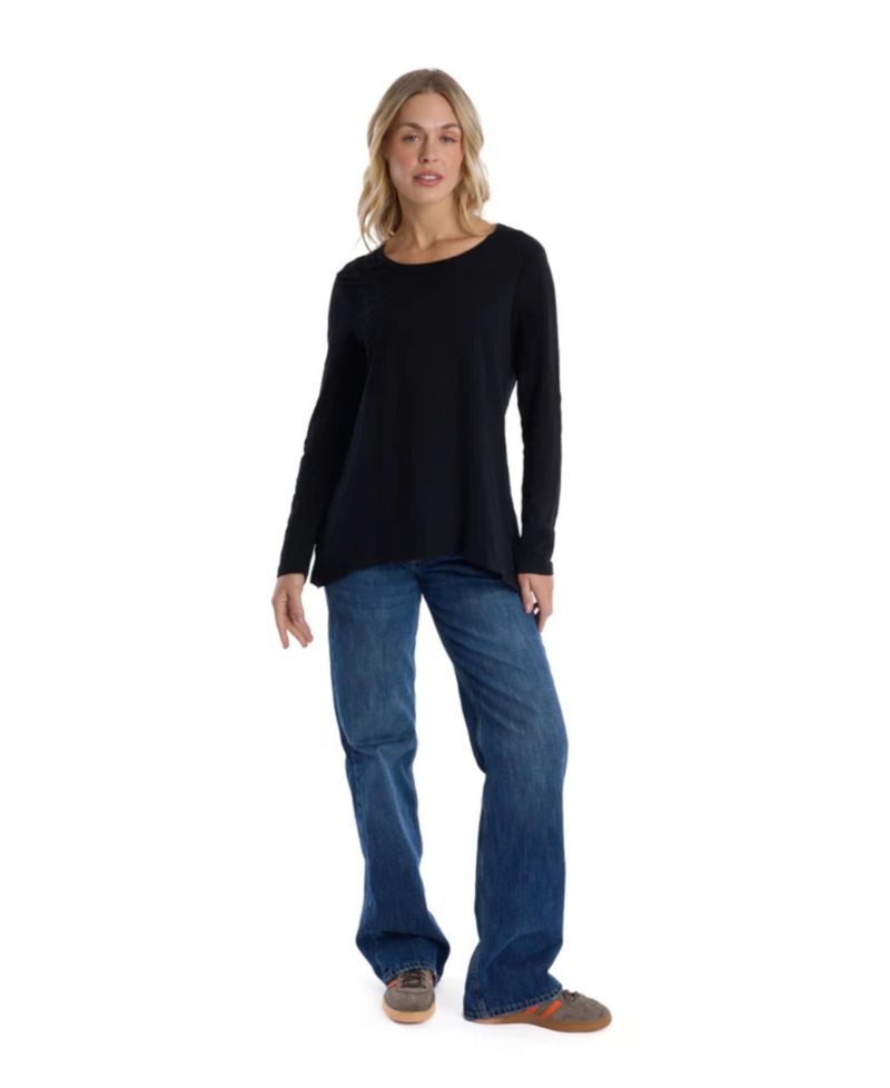 Women's Clothing Wide Neck Long Sleeve Tee