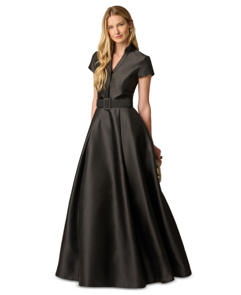 Women's V-Neck Short-Sleeve A-Line Gown