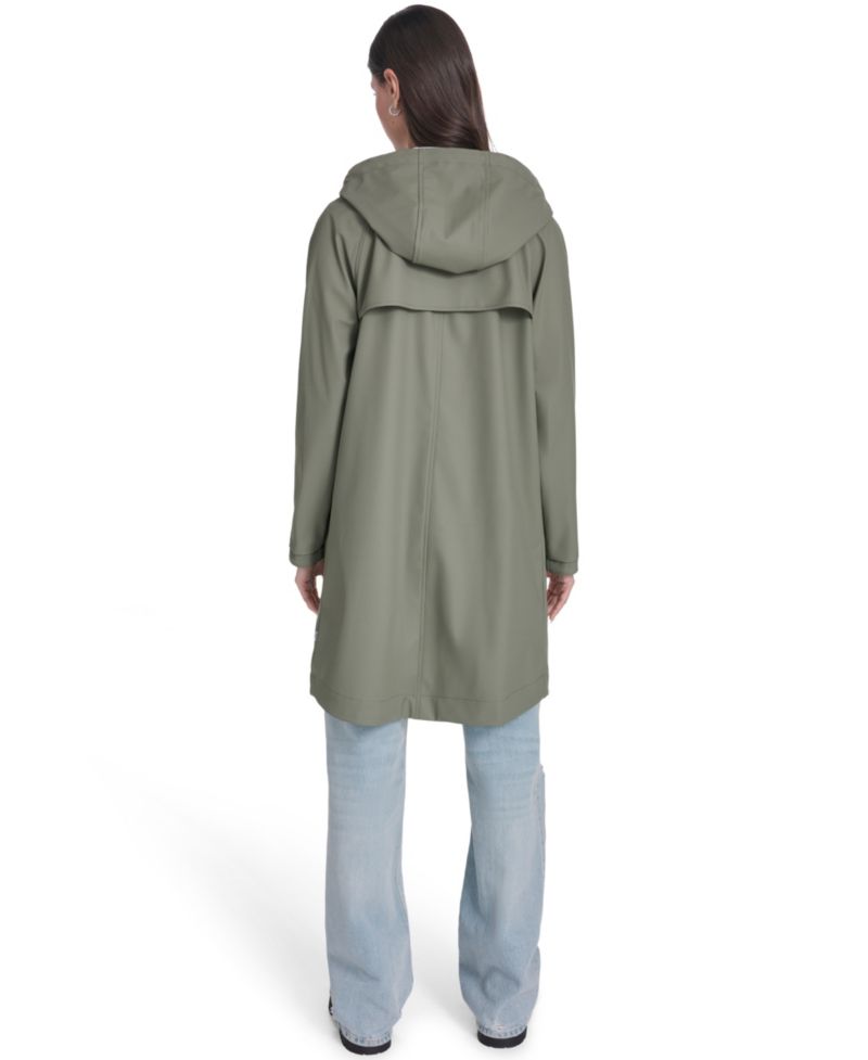 Plus Size Raglan-Sleeve Hooded Rain Jacket