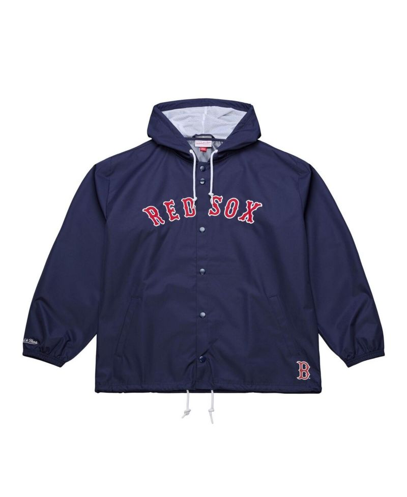 Men's Navy Boston Red Sox Full-Snap Hooded Coaches Jacket