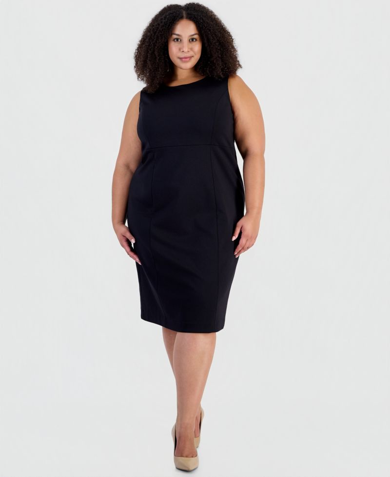 Plus Size Peplum Empire-Waist Seam Colorblock Jacket & Dress, 2-Piece Set