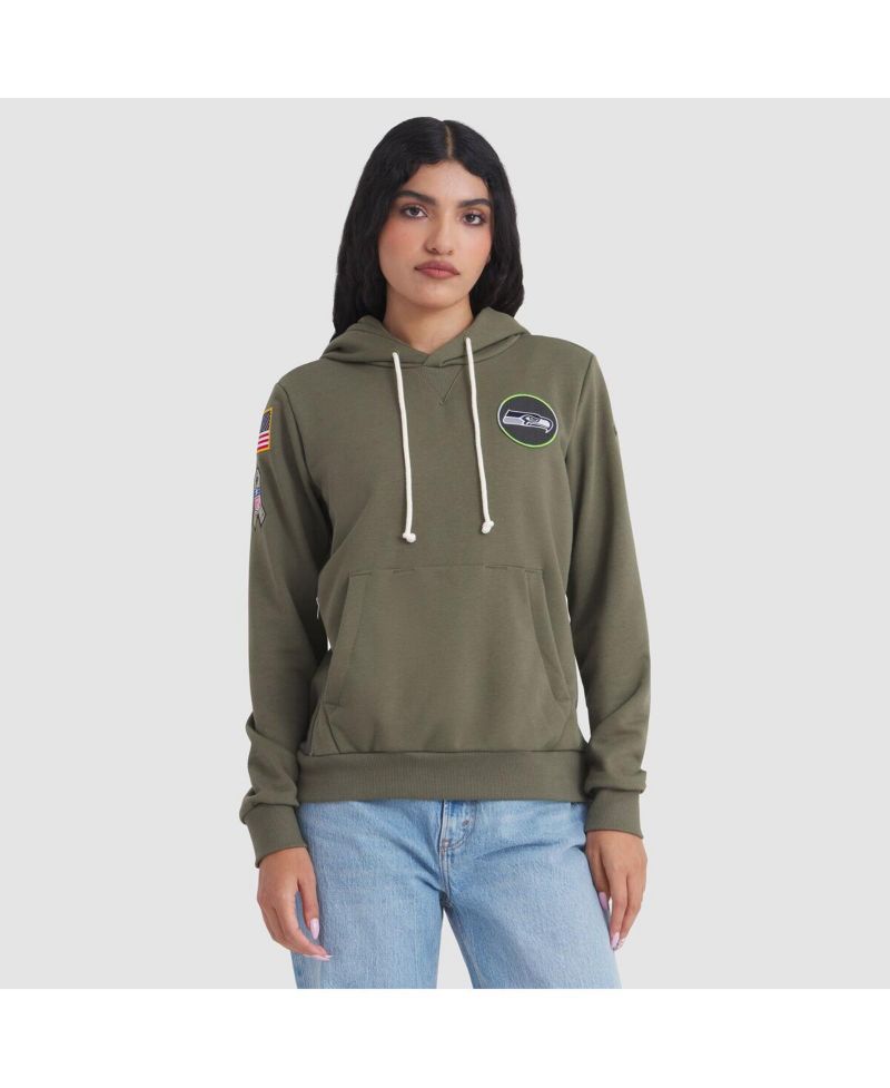 Women's Olive Seattle Seahawks 2025 Salute to Service Sideline Standard Issue Dri-FIT Hoodie