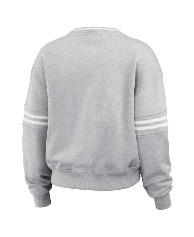 Women's Heather Gray Tampa Bay Buccaneers Cropped Pullover Sweatshirt