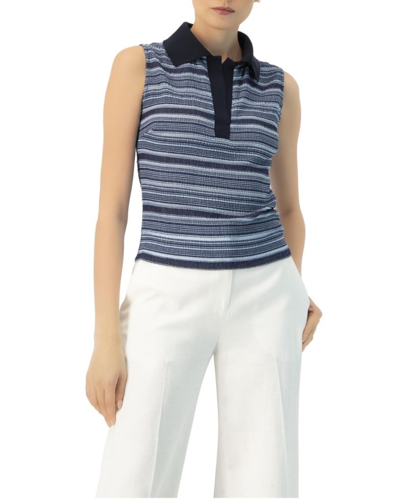 Women's Sleeveless Knitted Polo with Collar