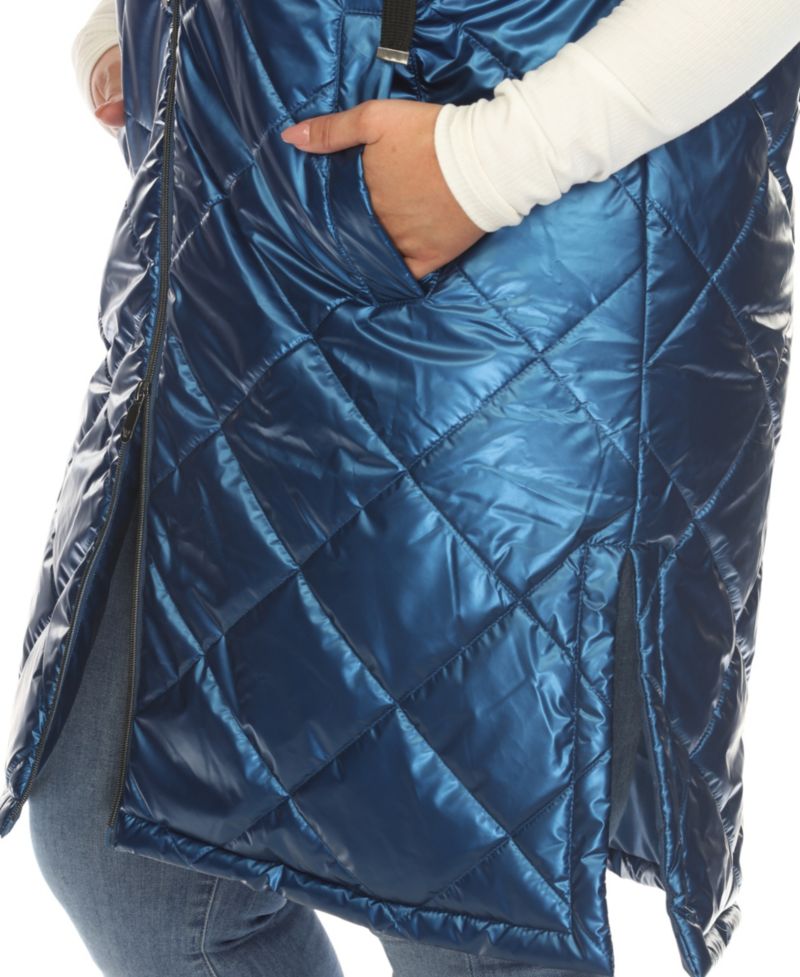 Plus Size Metallic Puffer Vest Jacket