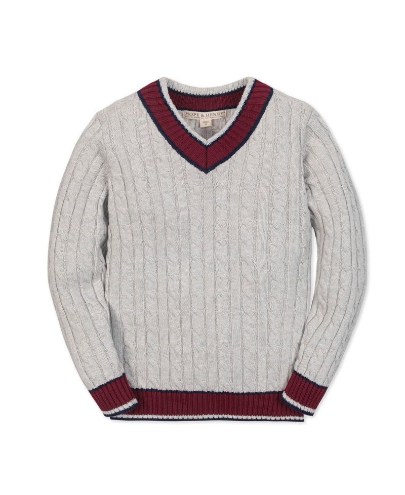 Hope and Henry Little and Big Boys' Organic Long Sleeve V-Neck Cricket Sweater
