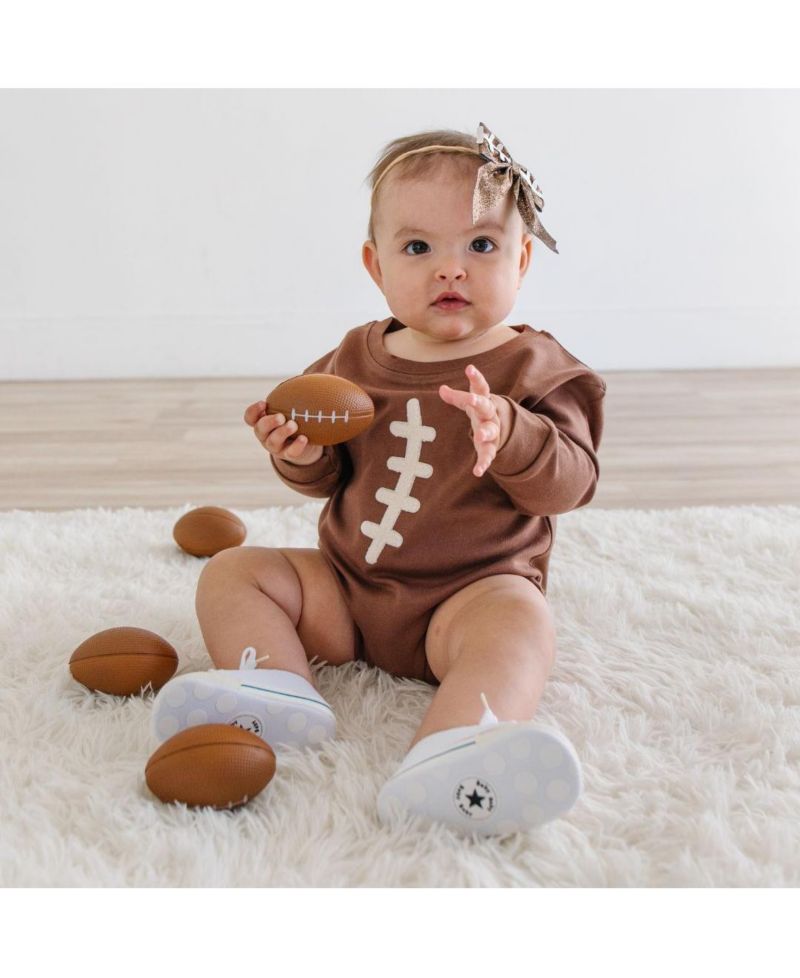 Baby Boys Football Lace Patch Long Sleeve Romper