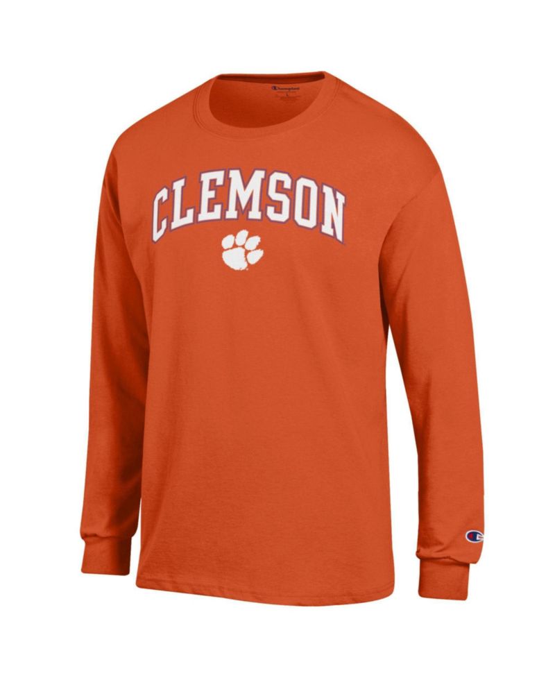 Men's Champion Orange Clemson Tigers Arch Over Logo Long Sleeve T-Shirt