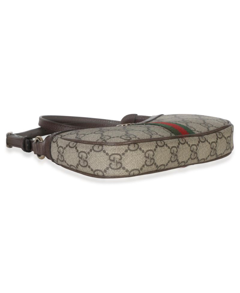 Beige Ebony GG Supreme Monogram Canvas Mini Ophidia Shoulder Bag