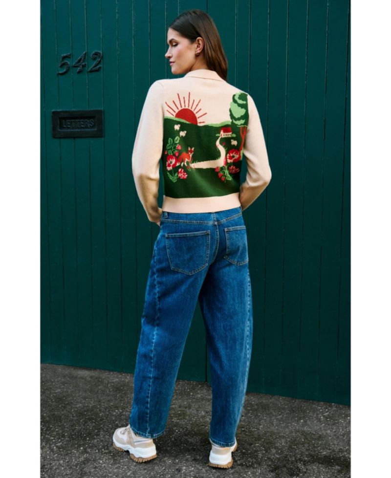 Women's Sunrise Fox Collared Long-Sleeve Cardigan