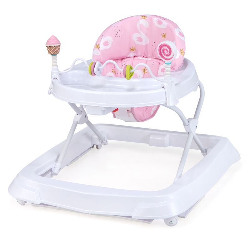 Baby Walker with Adjustable Heights, Foldable Frame, and Removable Seat