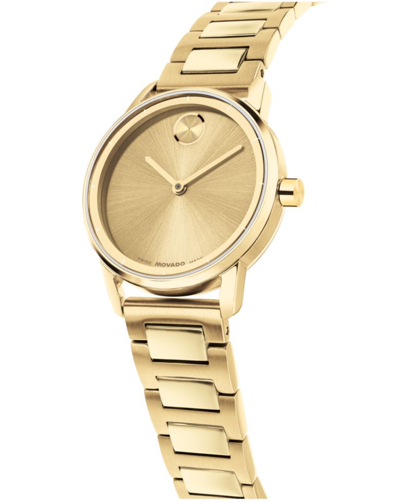 Women's Bold Echo Swiss Quartz Ionic Plated Light Yellow Gold Steel Watch 30mm
