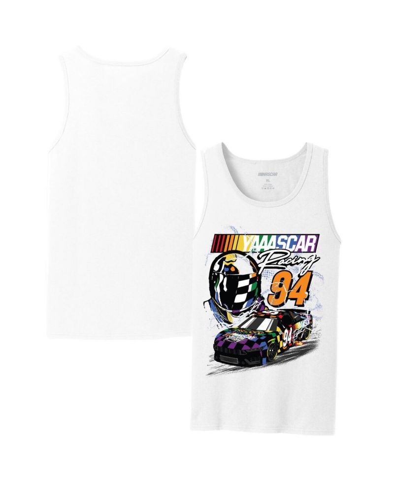 Men's White NASCAR YAAASCAR Pride Tank Top