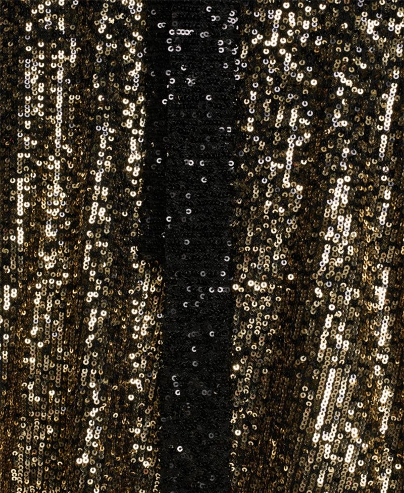 Women's Ombre Sequin Wrap 3/4 Balloon-Sleeve V-Neck Dress