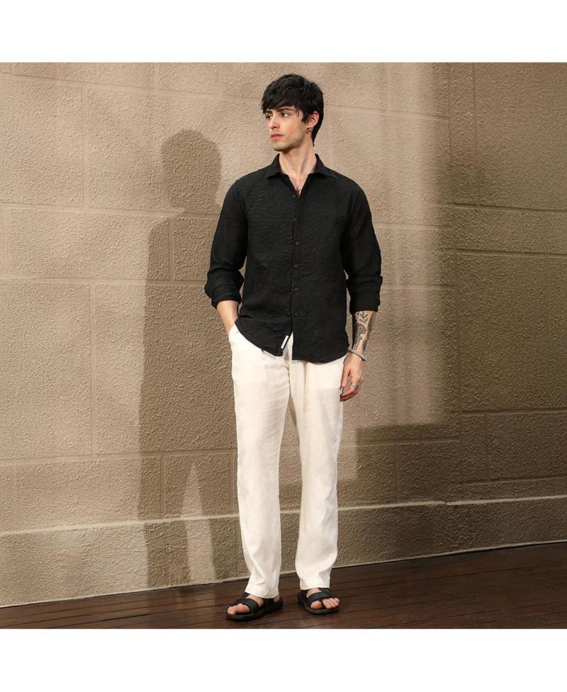 Men's Onyx Black Foliage-Tactile Shirt