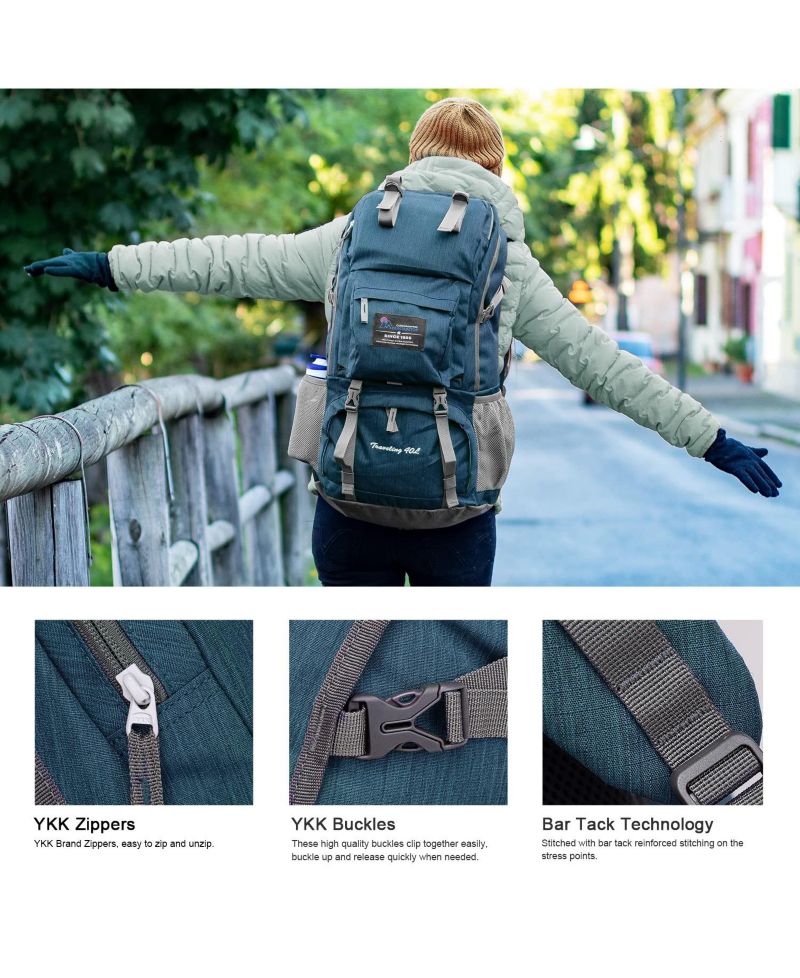 40 Liter Hiking Backpack with 3 Liter Hydration Bladder for Women Men Outdoor Travel Camping Day Pack with Rain Cover