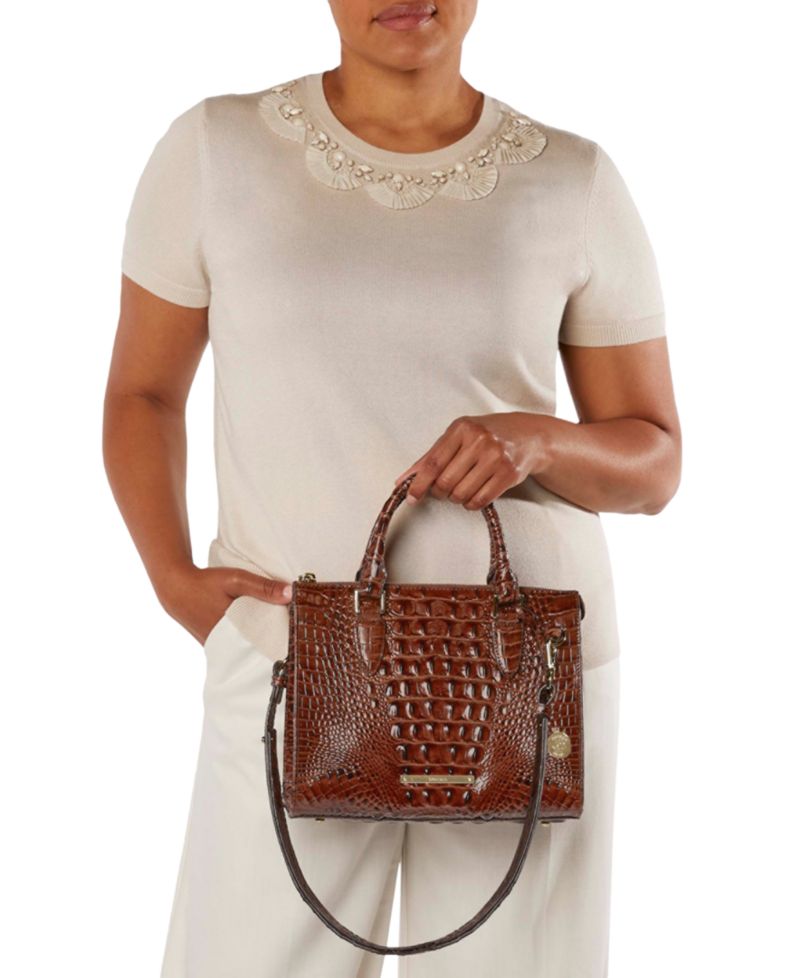 Anywhere Convertible Melbourne Embossed Small Leather Satchel Bag