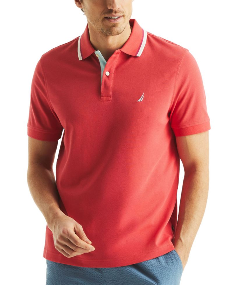 Men's Textured Tipped Collar Polo Shirt