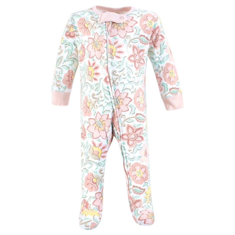 Baby Girls Organic Cotton Sleep and Play, Traditional Floral, 0-3 Months