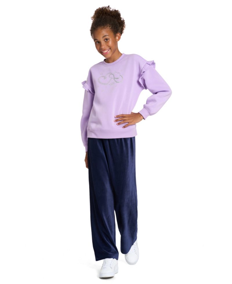 Toddler Girls' 2T-4T Crewneck Long-Sleeve Wide-Leg Sweatshirt and Pants, 2-Piece Set