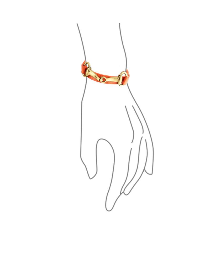 Genuine Leather Brown Gold Tone Equestrian Snaffle Horse Bit Wrap Bracelet