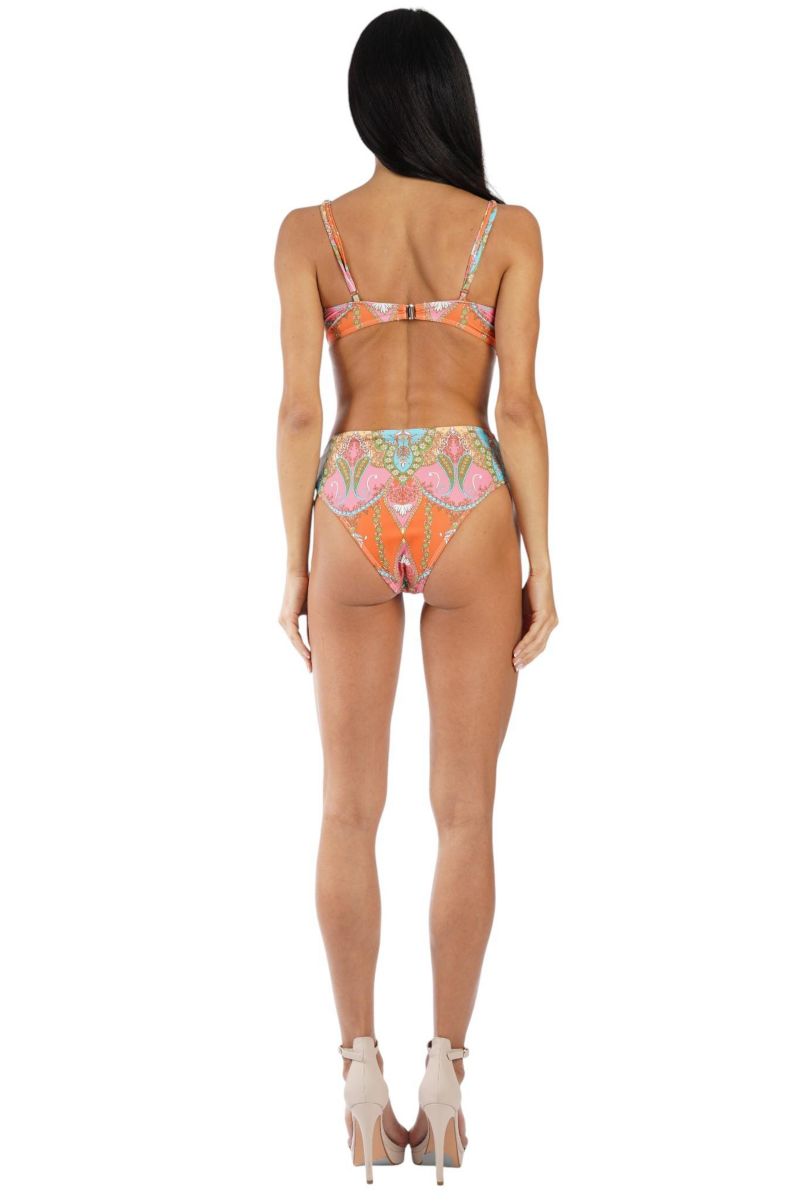 Women's Tropical Paisley Cut-Out One-Piece Swimsuit with Ring Belt - Luxury Resort Swimwear for Beach and Vacation