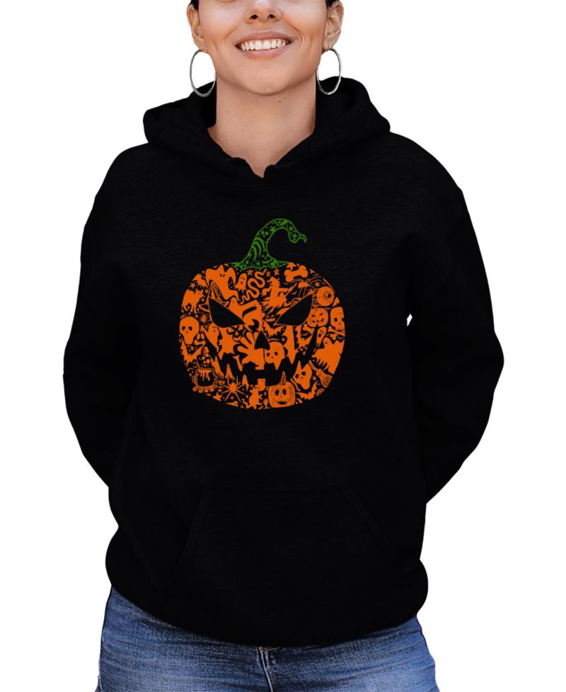 Women's Halloween Pumpkin Word Art Hooded Sweatshirt