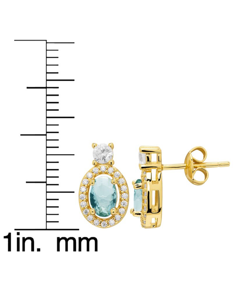Oval Simulated Gemstone Halo Pendant Necklace with Matching Earrings 2-Piece Set