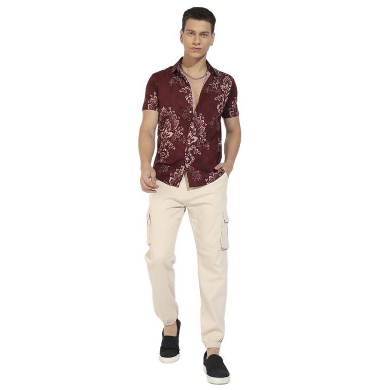 Men's Brown Ethnic Motif Shirt