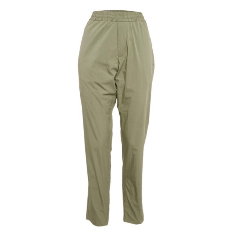 Women's Green Cotton Contrast Trimmed Pants